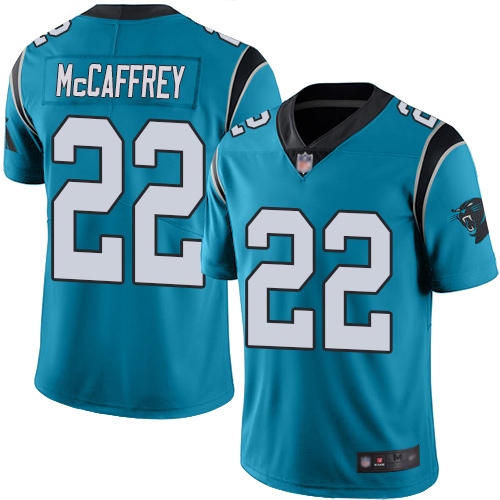 Youth Carolina Panthers #22 Christian McCaffrey Blue Vapor Untouchable Limited Stitched NFL Jersey